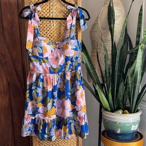 Vibrant Floral Tie-Strap Dress